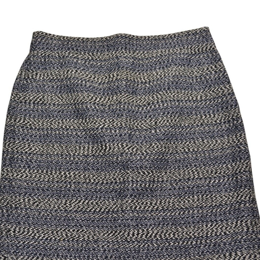 J.‎ Crew Blue Black White Textured Tweed Lined Mini Skirt Raw Fringe Hem 12P